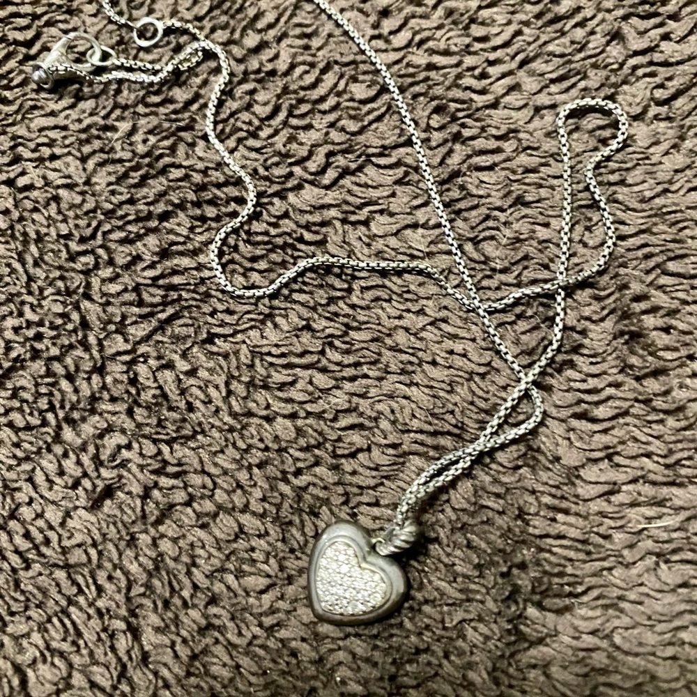 David Yurman diamond heart silver necklace